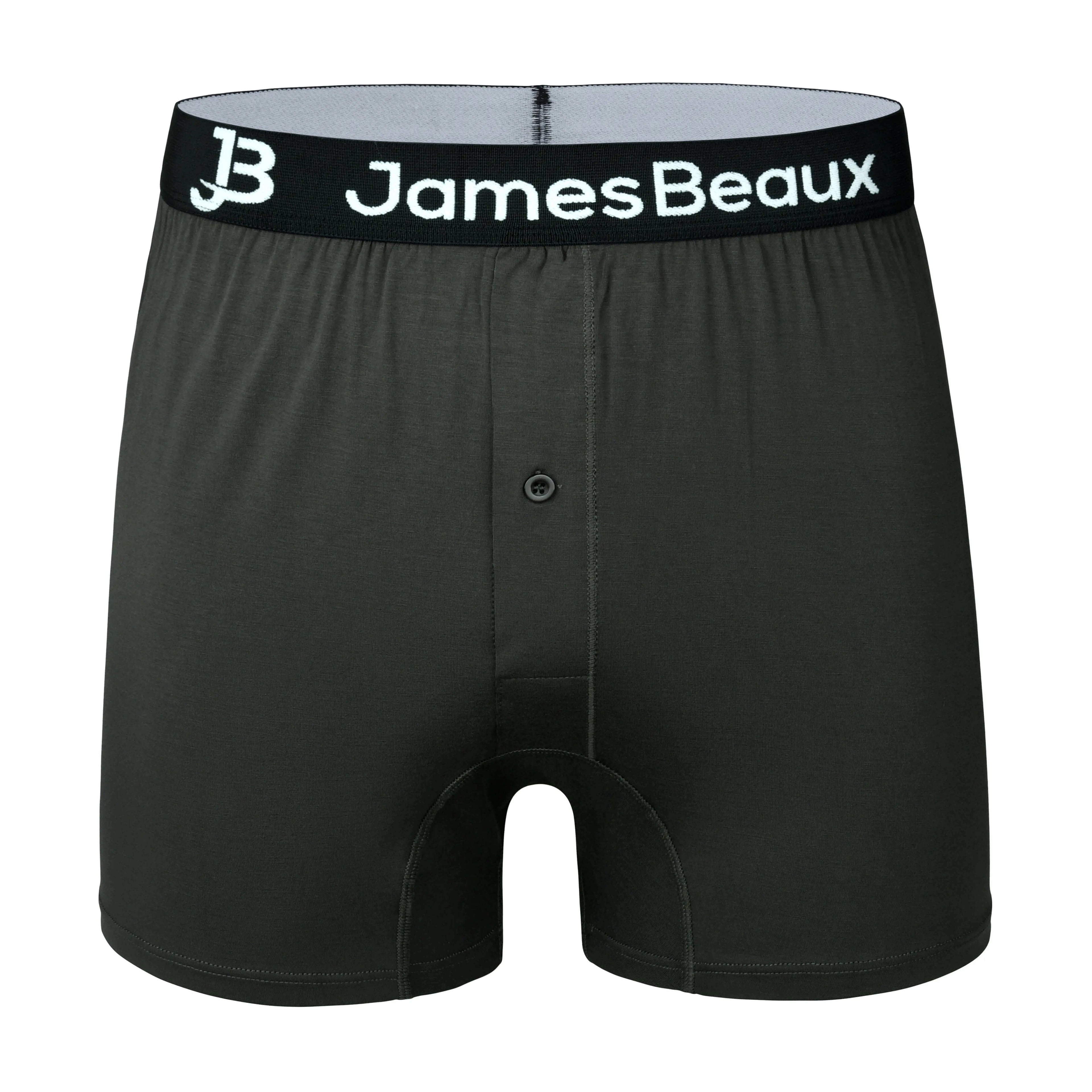 Men's Bamboo Boxer Shorts - Ultra-Soft & Breathable Underwear (Black)