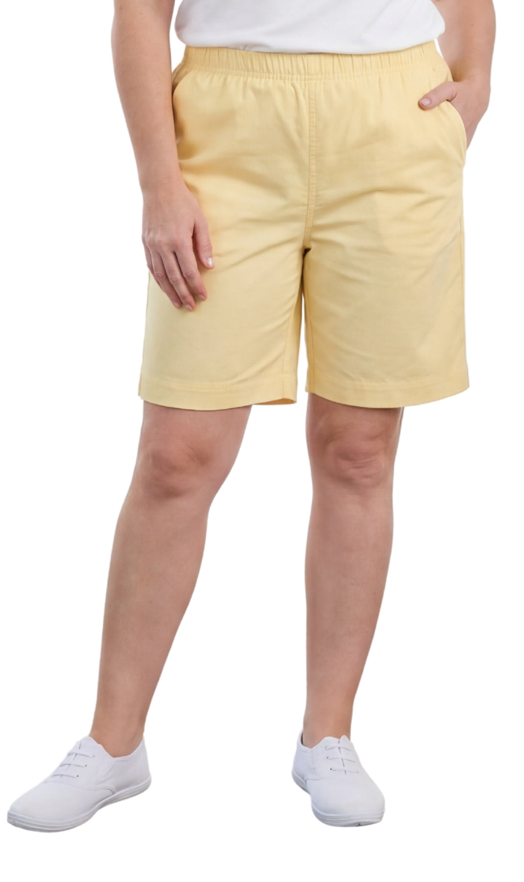 Women's Pull On Denim & Twill Shorts with stretch waist - No zipper or buttons