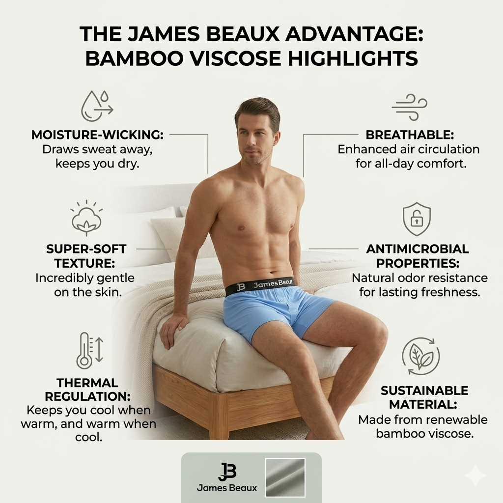 Men's Bamboo Boxer Shorts - Ultra-Soft & Breathable Underwear (Black)